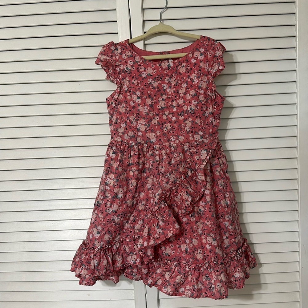 Janie and Jack Pink Floral Ruffle Babydoll Dress size 6